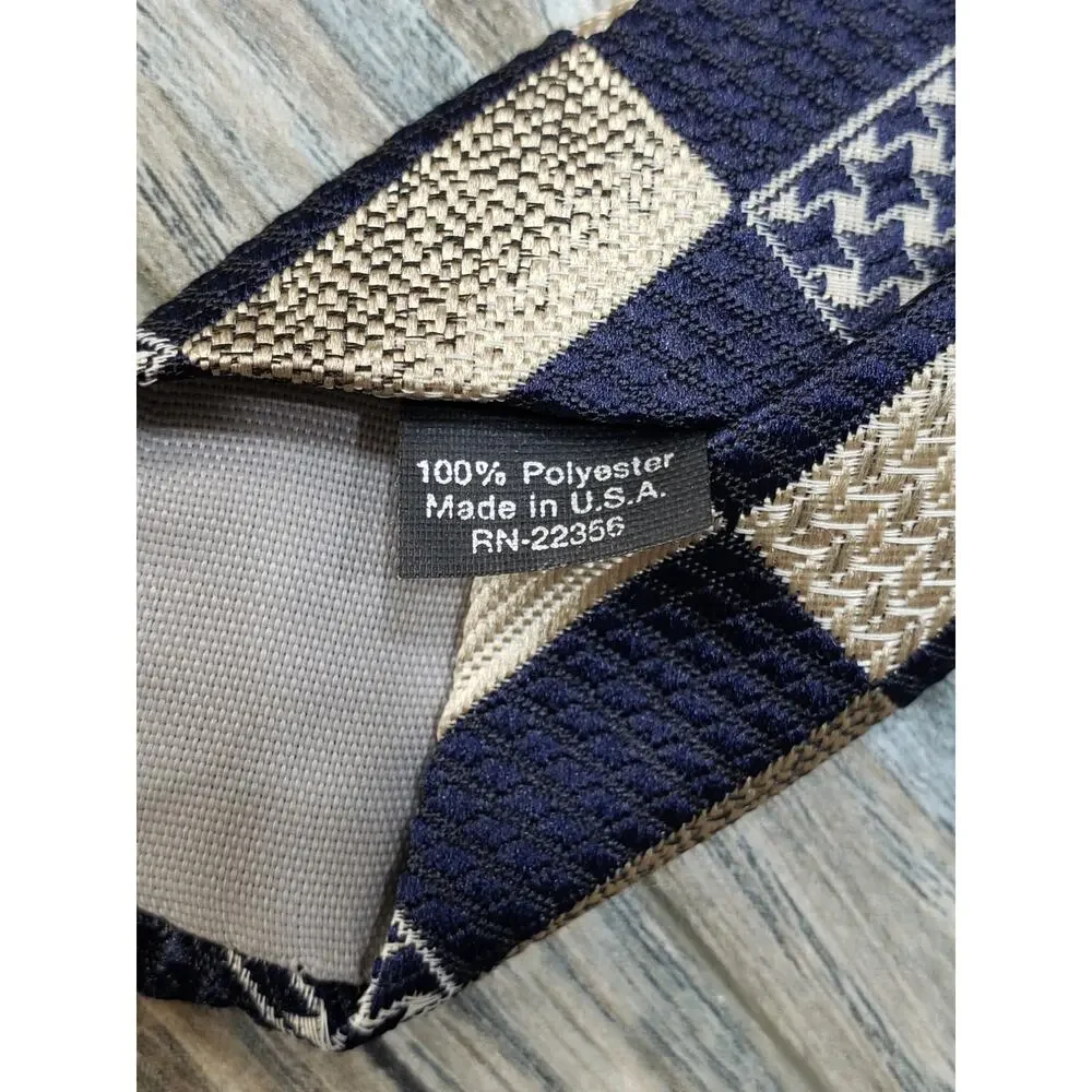 Adolfo Men's Polyester Dark Blue Geometric Neck Tie